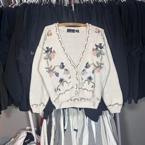 Women's vintage‎ y2k cottage core essential vintage floral cardigan Size L
